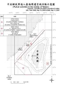 國防部11日表示，統計自10日上午6時起至今天上午6時止，14架次中共軍機逾越台灣海峽中線，侵擾北部、西南及東部空域，國軍運用任務機艦及岸置飛彈系統，嚴密監控與應處。(圖:國防部)