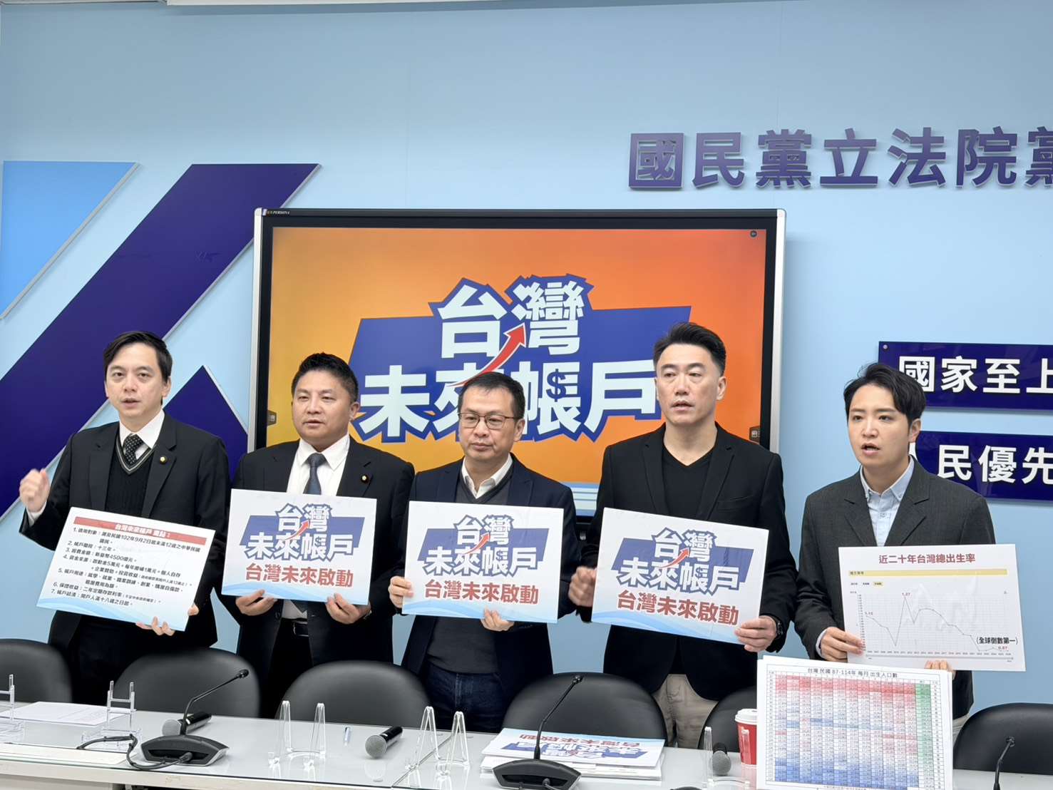 國民黨立院團6日舉辦「台灣未來帳戶」啟動記者會。(鄭佑漢 攝)