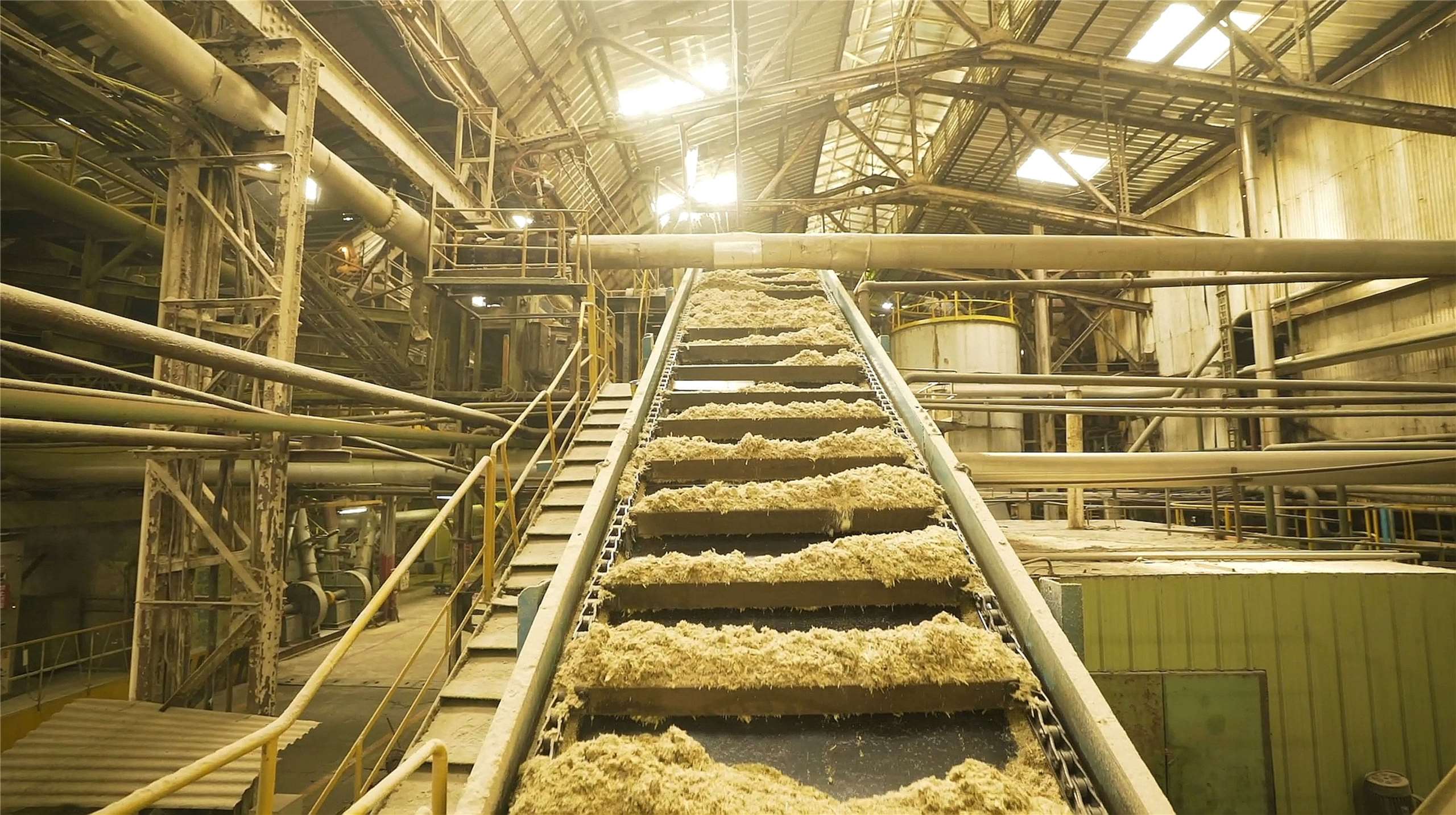 台糖5日指出，預計今年糖廠蔗渣汽電共生、沼氣發電可獲約1萬張再生能源憑證，料將全數售給國內半導體龍頭大廠，帶來新台幣2,800萬收入。圖為台糖虎尾糖廠蔗渣。(台糖提供)