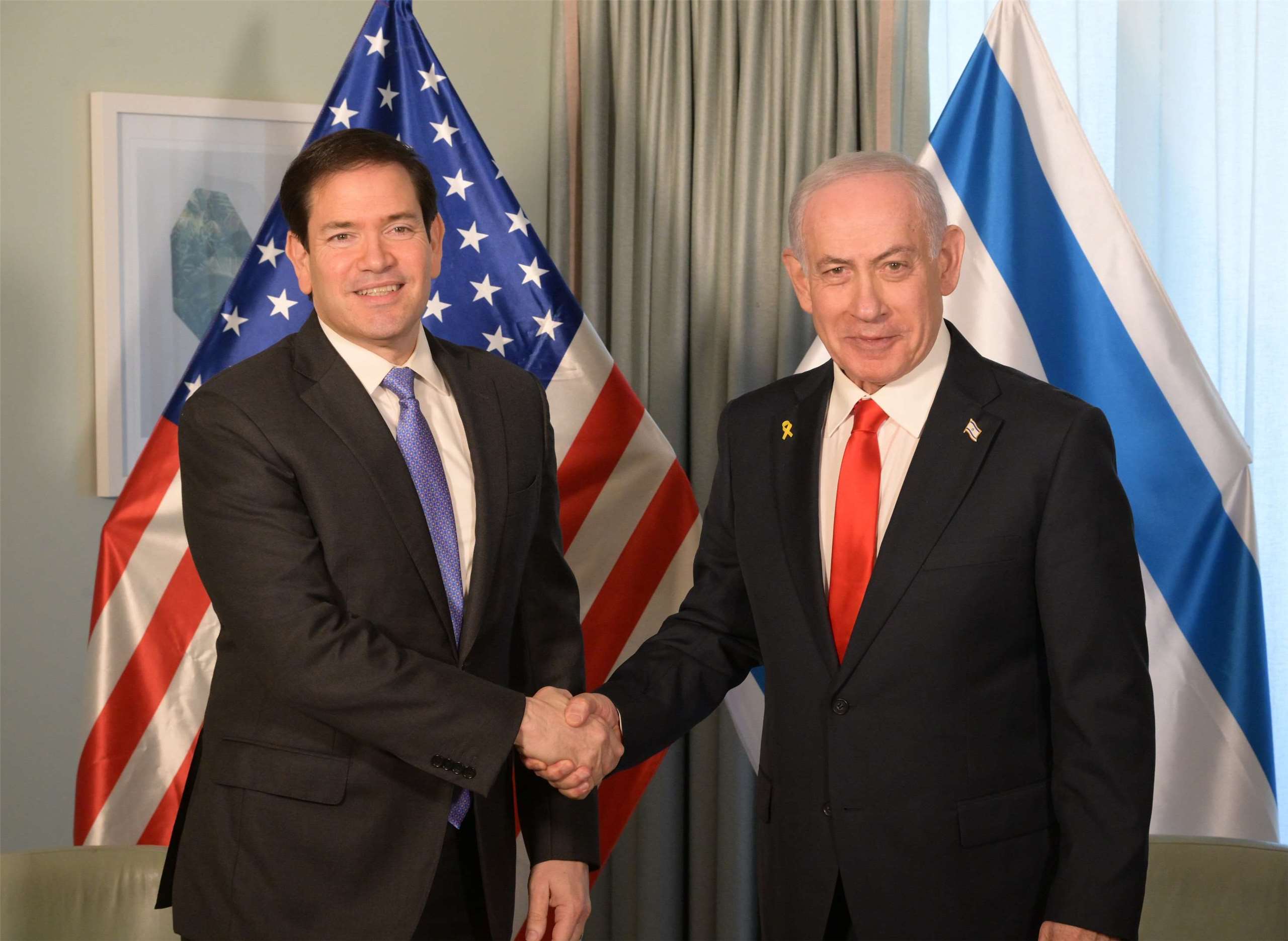 圖為美國國務卿盧比歐2025年12月在佛州棕櫚灘，會見以色列總理尼坦雅胡。 (圖:美國國務院)