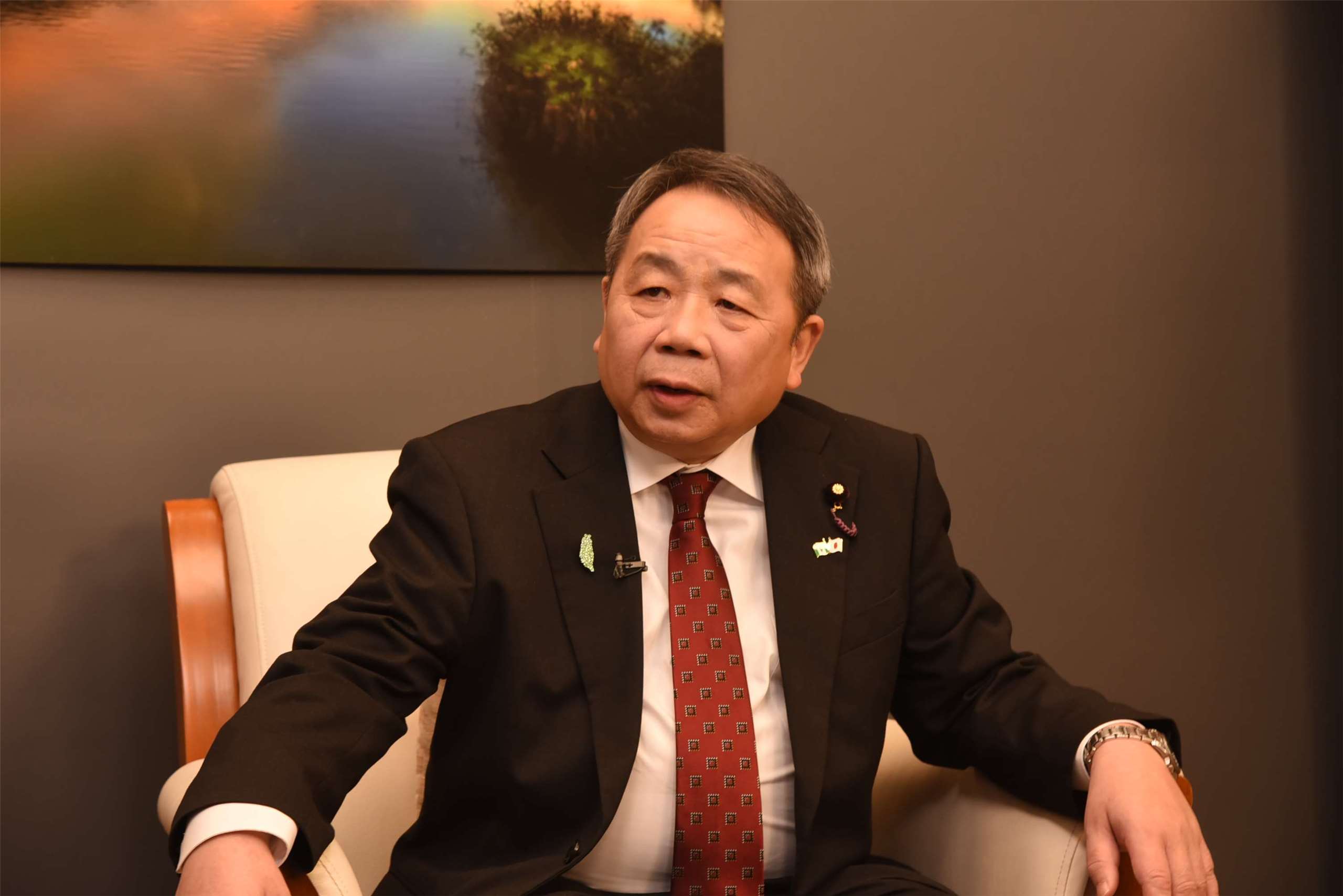 日本參議員石平7日接受央廣『為人民服務』節目專訪時的神情。(江麗華攝)