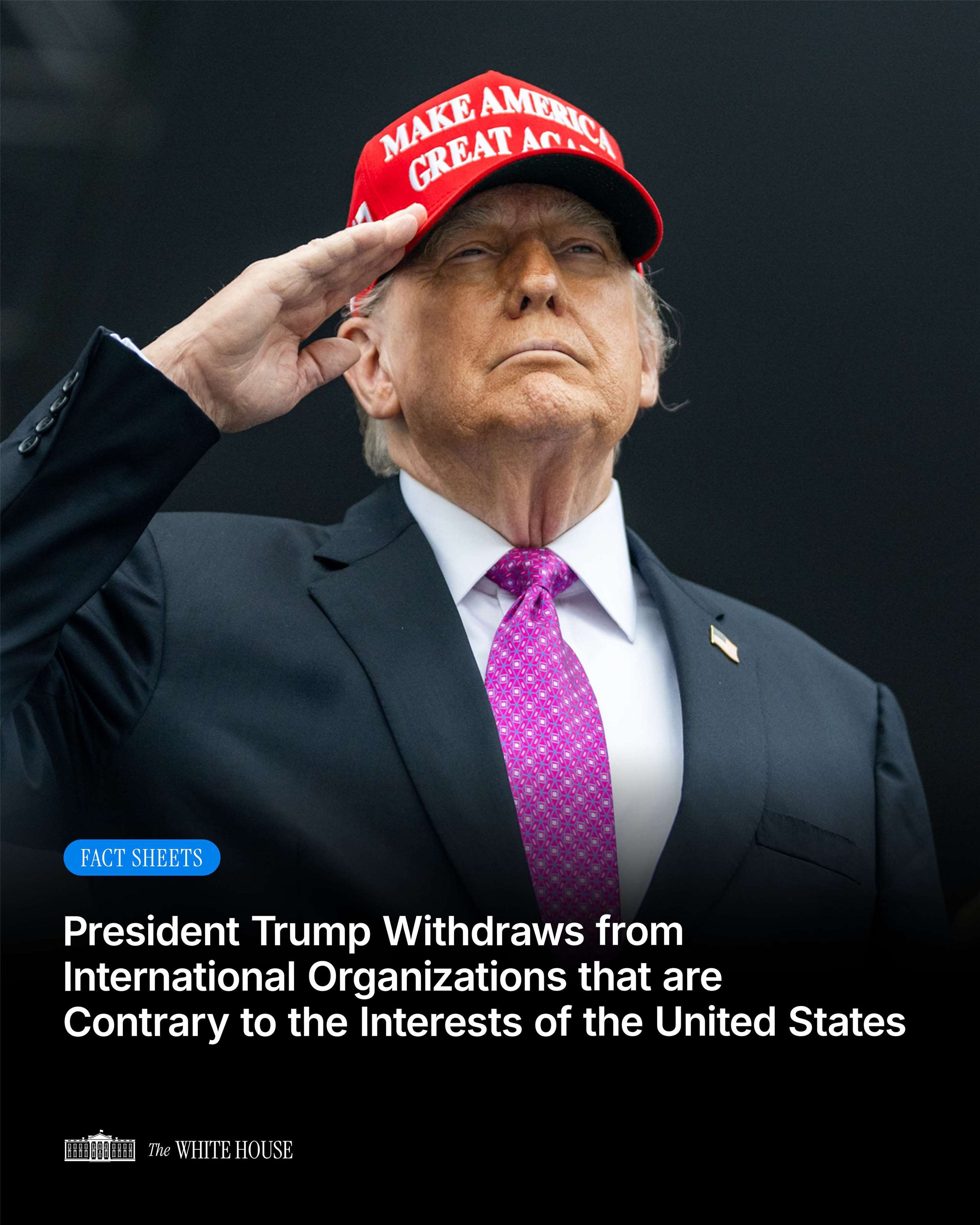 美國總統川普（Donald Trump）政府退出66個國際組織。 (圖：Ｘ@WhiteHouse)