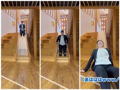 日本經濟安全保障擔當大臣小野田紀美3日在社群媒體X發文，公開自己溜滑梯的畫面。(X@onoda_kimi)