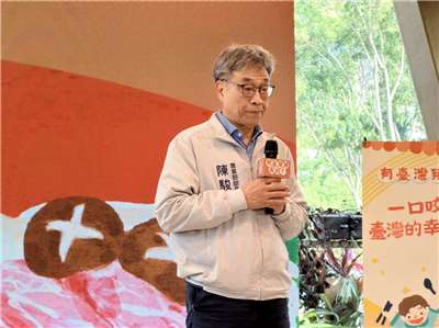 農業部長陳駿季17日出席「有台灣豬真好-國產豬肉行銷」記者會。(鄭佑漢 攝)