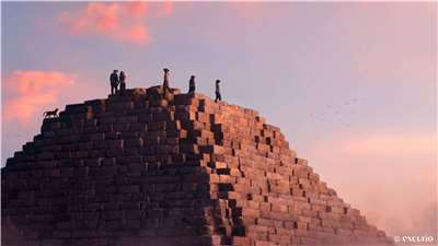 XR沉浸玩家《消失的法老》透過VR頭顯，帶領觀眾登上金字塔頂端。（圖片版權：excurio）