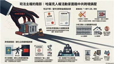 中共外交照會干預哈薩克司法 19人權人士因抗議中共面臨重刑(AI生成圖)