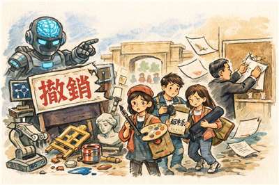 中國多所大學近來陸續宣布停招甚至撤銷被認為趨冷門的科系，其中不少科系與藝術相關。(AI生成圖)