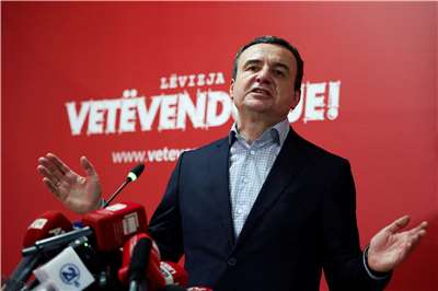 科索沃看守總理庫提（Albin Kurti）(圖) 所屬政黨在國會大選重新計票中勝出。資料照片。