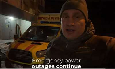 俄軍暗夜無人機與飛彈攻擊 ，基輔電力與供水中斷。 (圖:翻拍自X@Vitaliy_Klychko)