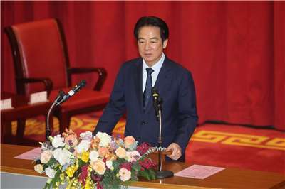 賴清德總統今天(8日)出席法務部調查局調查班第62期結業典禮，對畢業學員提出四大期許。(劉玉秋攝)