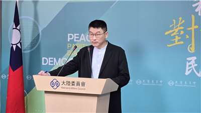 陸委會副主委梁文傑22日主持陸委會例行記者會。(陳國維 攝)