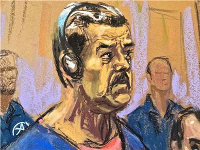 委內瑞拉遭推翻的總統馬杜洛（Nicolas Maduro)5日在曼哈頓聯邦法院的出庭素描。