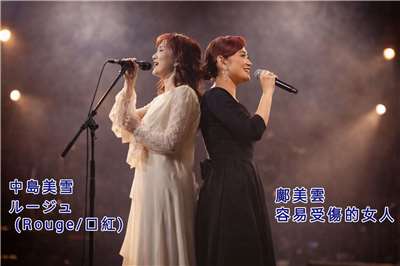 日本創作人中島美雪的日文歌 《ルージュ》（口紅），這首歌曾被多位華語歌手翻唱，其中，最著名的是王菲與鄺美雲都唱過的粵語版《容易受傷的女人》