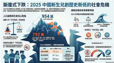 中國新生兒創歷史新低 反映青年對國家未來徹底失望 (AI生成圖)