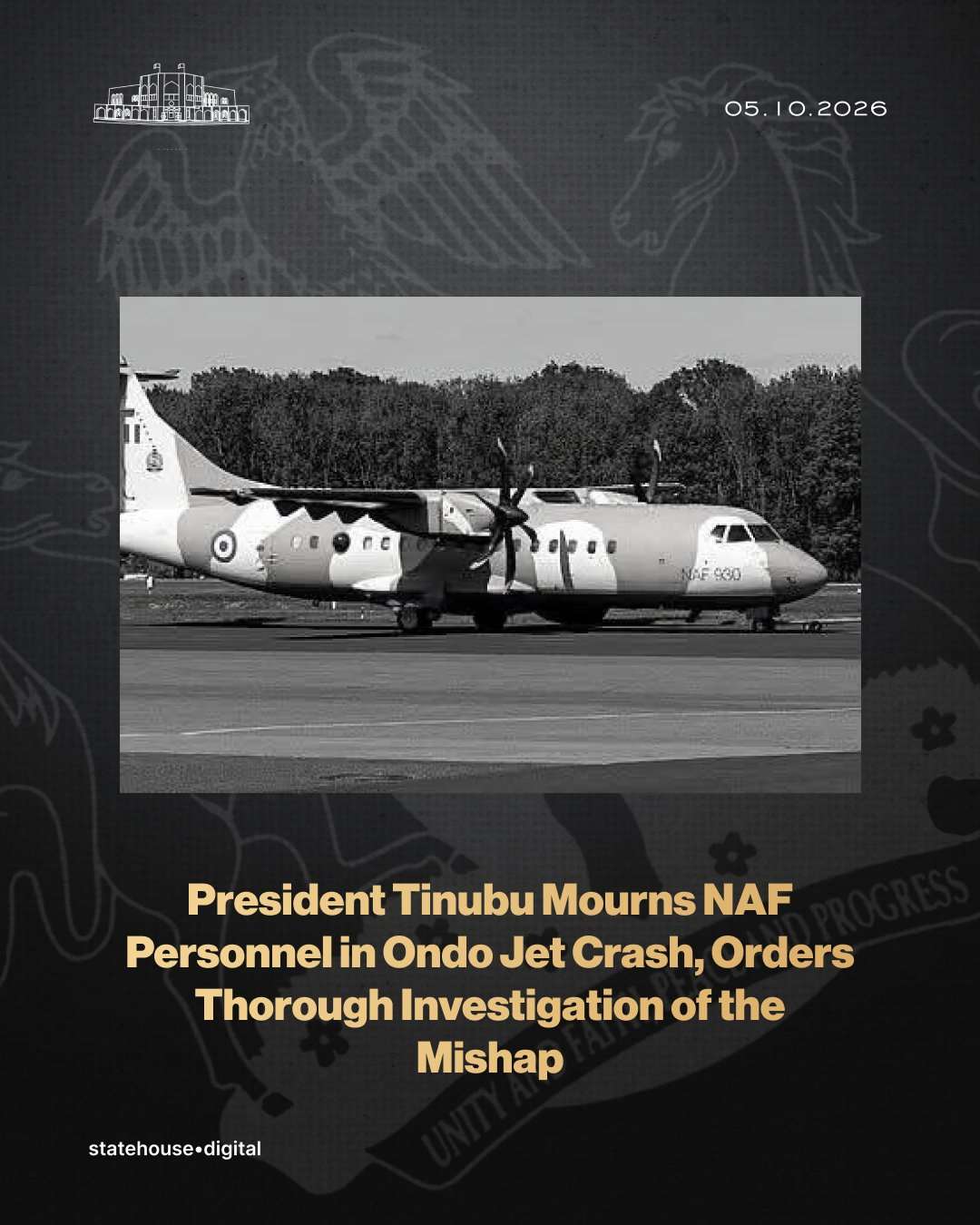 奈及利亞總統提努布(Bola Tinubu)證實，奈國空軍一架飛機5日墜毀，機上32人全部罹難。(圖:X@NGRPresident)