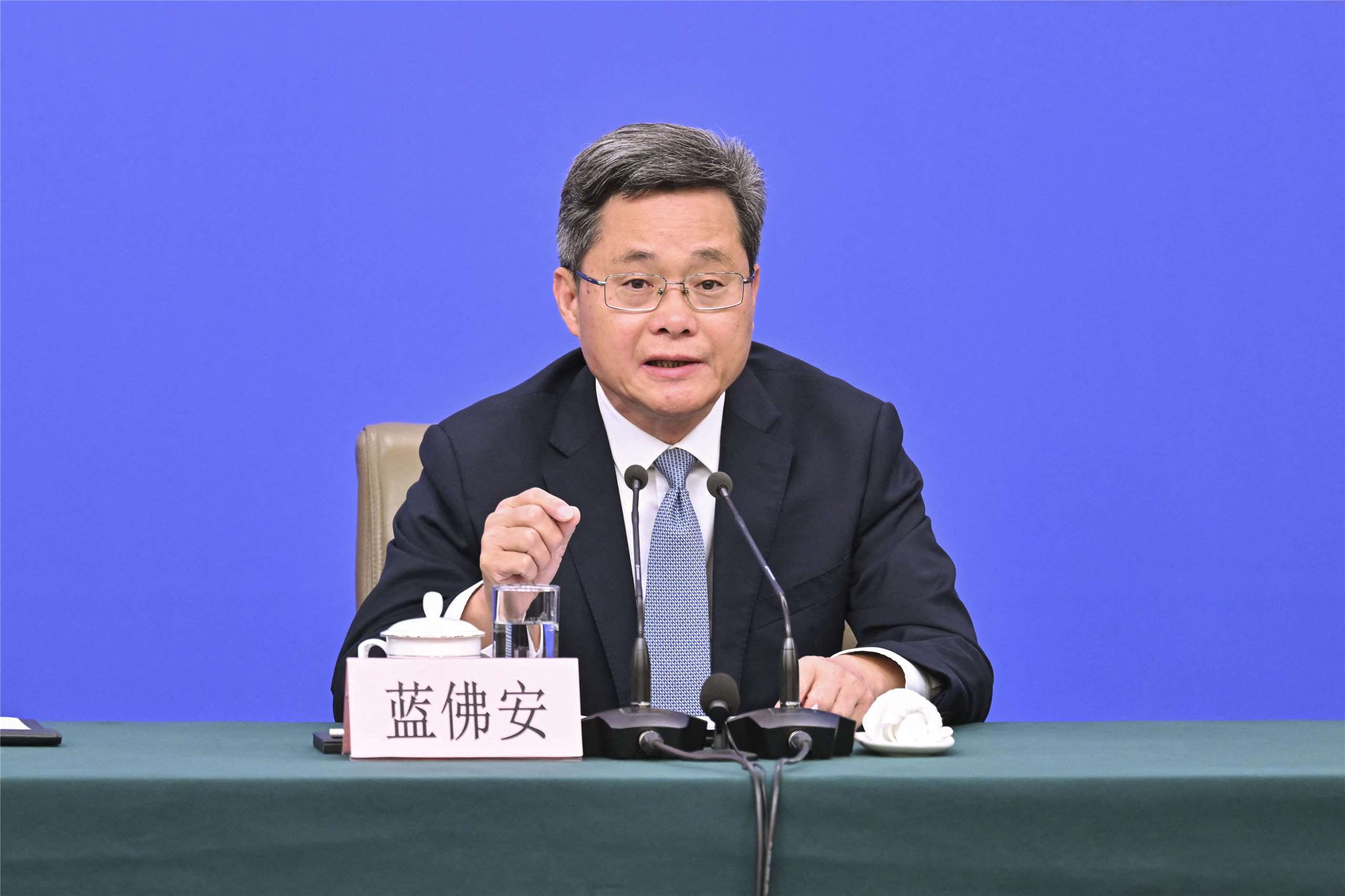 中國財政部部長藍佛安20日呼籲亞太經濟合作會議（APEC）成員加強對話，維護區域經濟金融穩定。資料照。