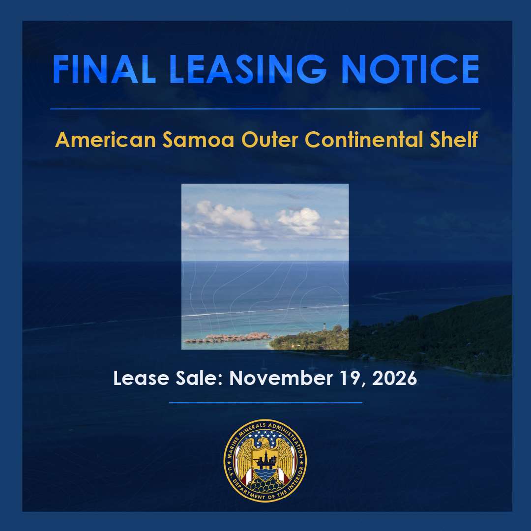 美國總統川普(Donald Trump)政府19日宣布，已敲定一項對美屬薩摩亞(American Samoa)外海的深海採礦拍賣。 (圖:X@interiormma)