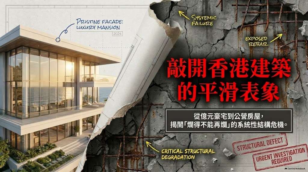 億元豪宅到公屋全中招！香港建築結構為何頻頻出事？(AI圖∕程寬厚)