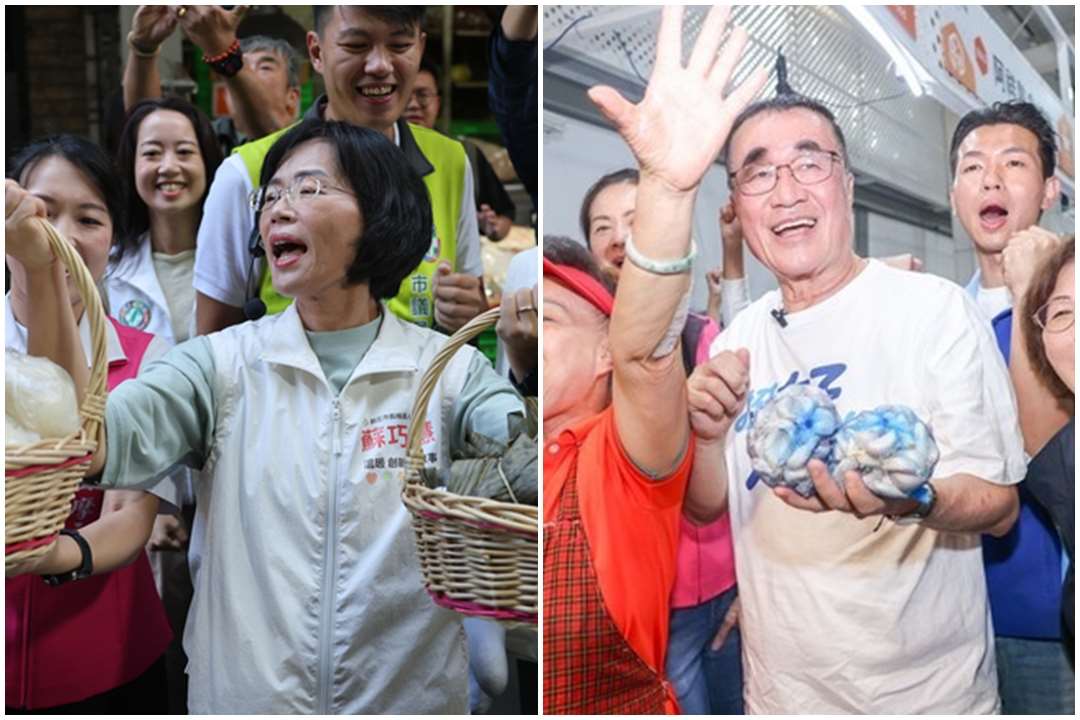 新北市長選戰白熱化，民進黨參選人蘇巧慧(左)14日到板橋市場掃街；國民黨參選人李四川(右)則前往汐止與新住民交流。(合成圖)