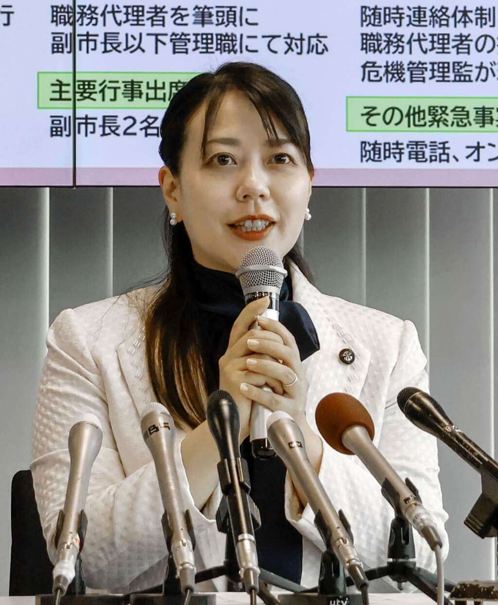 京都府八幡市市長川田翔子。（共同社）