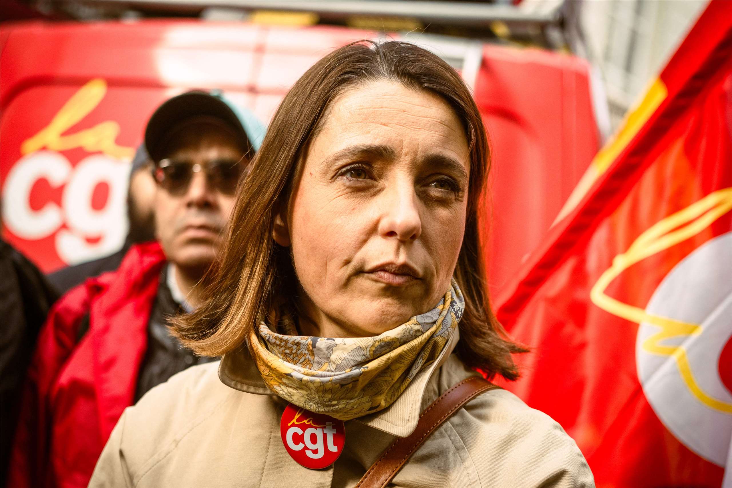 法國總工會(CGT)秘書長比內(Sophie Binet)表示，工會成員將會到場「保護高中生」。 (檔案照)