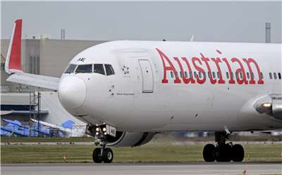 保加利亞當局表示，奧地利航空(Austrian Airlines)一架從特拉維夫飛往維也納的班機，18日因為炸彈威脅被迫改降保加利亞。圖為奧地利航空班機10月11日降落在加拿大魁北克蒙特婁-杜魯道國際機場。
