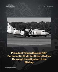 奈及利亞總統提努布(Bola Tinubu)證實，奈國空軍一架飛機5日墜毀，機上32人全部罹難。(圖:X@NGRPresident)
