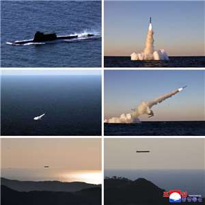 北韓官媒15日報導，北韓日前從潛艦試射兩款巡弋飛彈。(圖:KCNA)