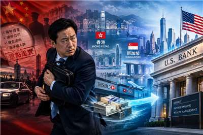 美媒報導指出，因北京擴大追查海外資產而感到不安的中國富豪，正將離岸資金從香港或新加坡轉往美國銀行。(示意圖/AI生成)