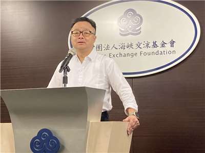 海基會16日召開例行記者會，由秘書長羅文嘉主持。(黃凡甄 攝)