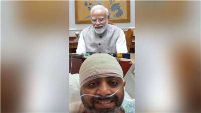 印度總理莫迪(Narendra Modi)於社群媒體發布一段影片顯示，印度籍機長馬查爾(Smit Machchhar)躺在病床上說道：「我當時試著保住自己性命，但我知道自己不能讓大家喪命。」(翻攝 Narendra Modi臉書)