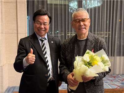 威力先進董事長王文欽(左)與千昌夫。印太戰略智庫提供