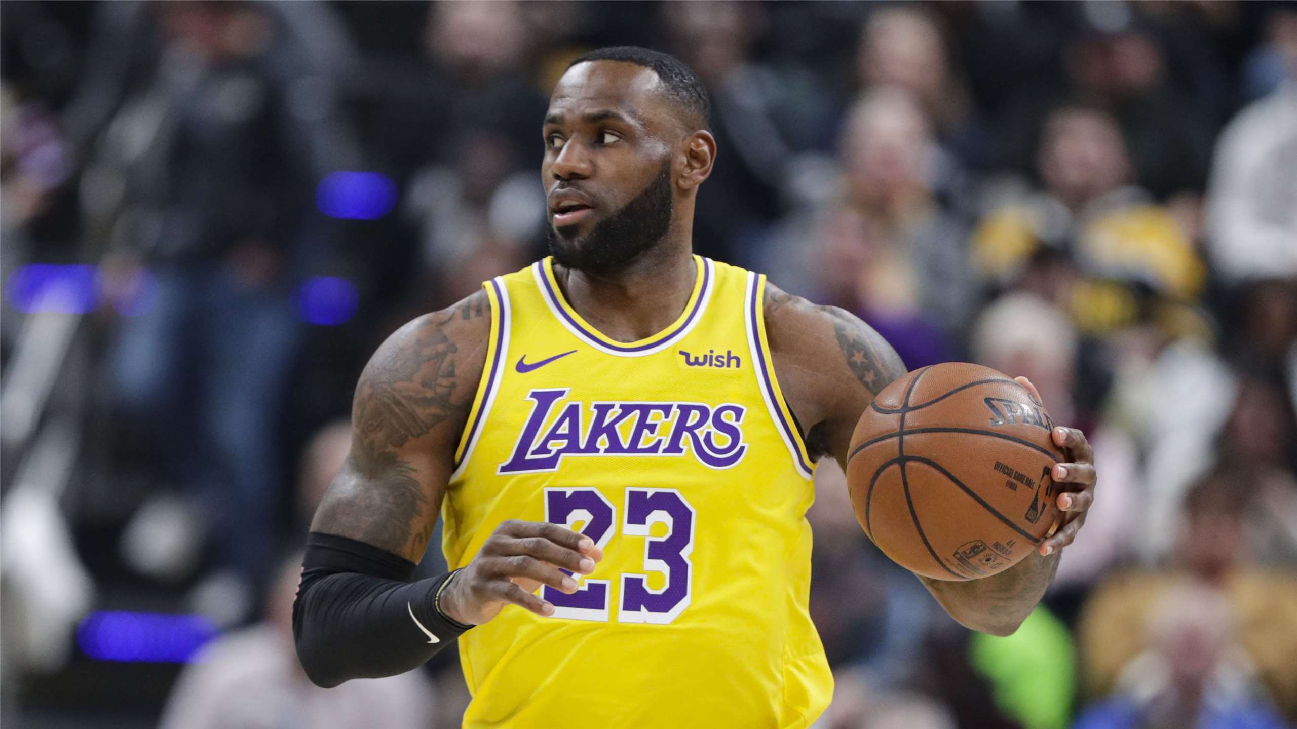 美國職籃NBA洛杉磯湖人球星「詹皇」詹姆斯(LeBron James)。資料照片。