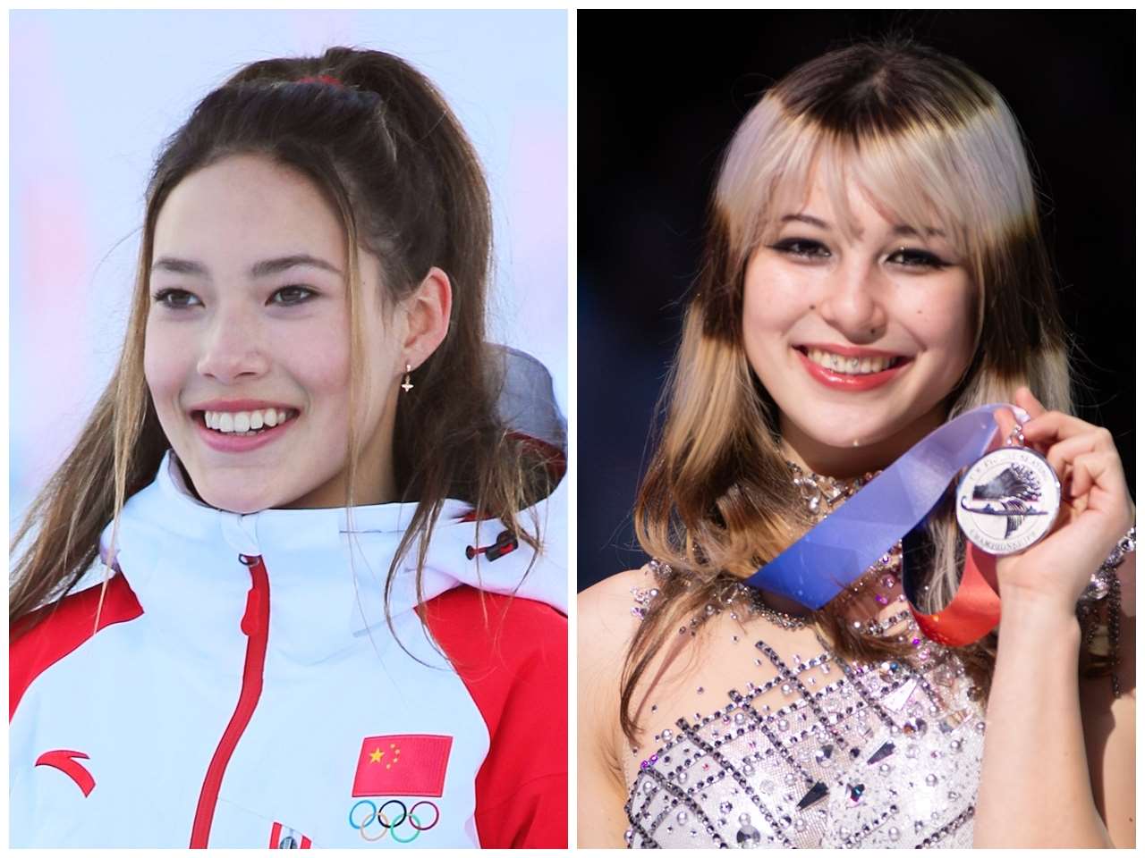 自由式滑雪選手谷愛凌(左)與花式滑冰選手劉美賢(右）。(圖：維基百科)