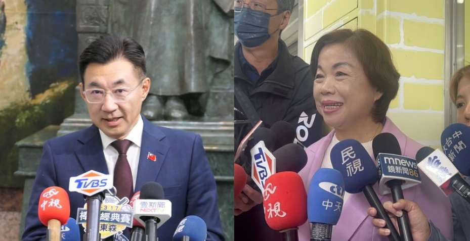 國民黨今天(6日)表示，有意參選台中市長的立法院副院長江啟臣(左)及立委楊瓊瓔(右)經溝通和說明後，已簽署協議事項，擬於3月底前完成民意調查作業。(合成圖)