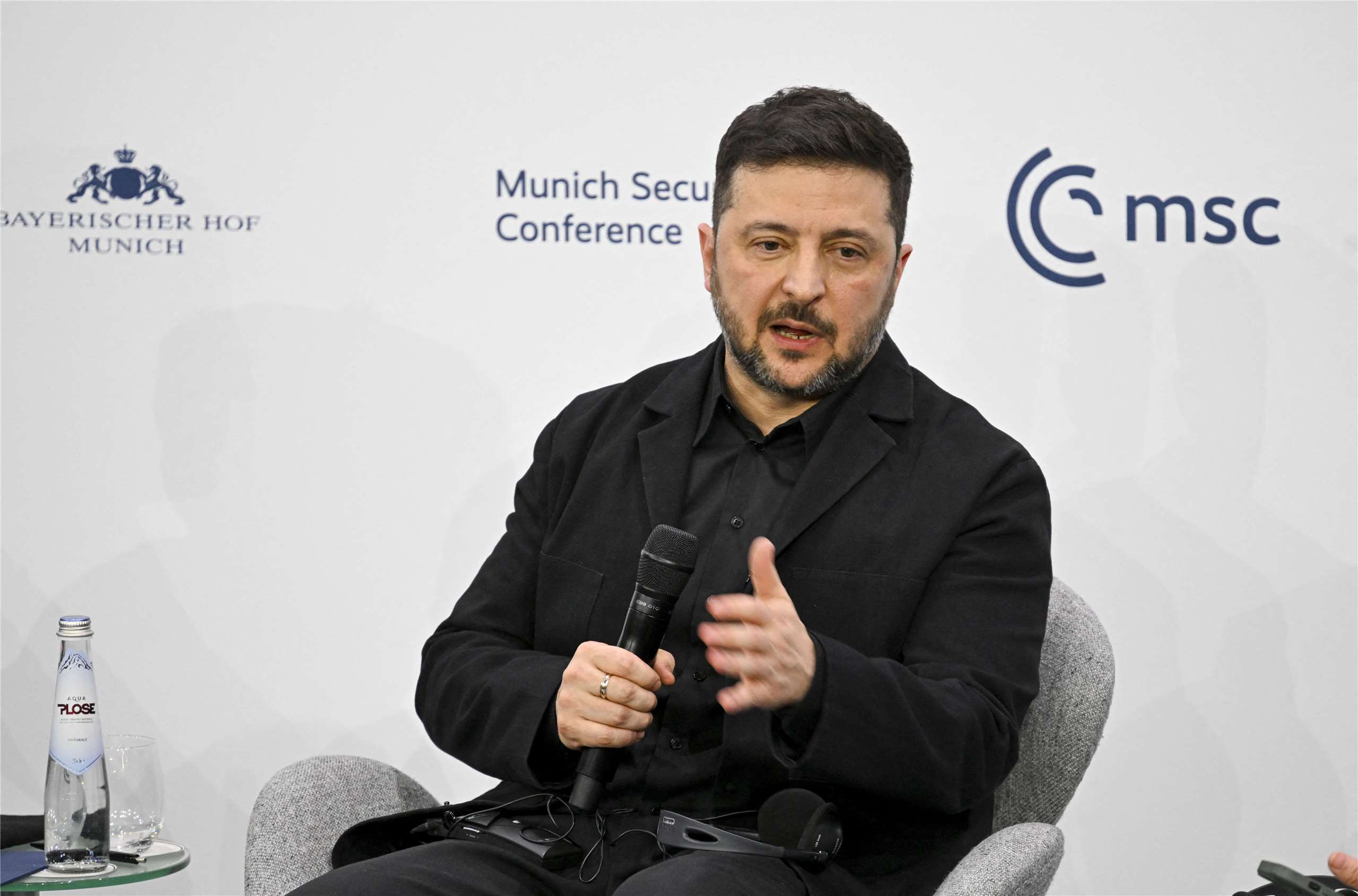 烏克蘭總統澤倫斯基（Volodymyr Zelenskyy）出席慕尼黑安全會議發表演說。