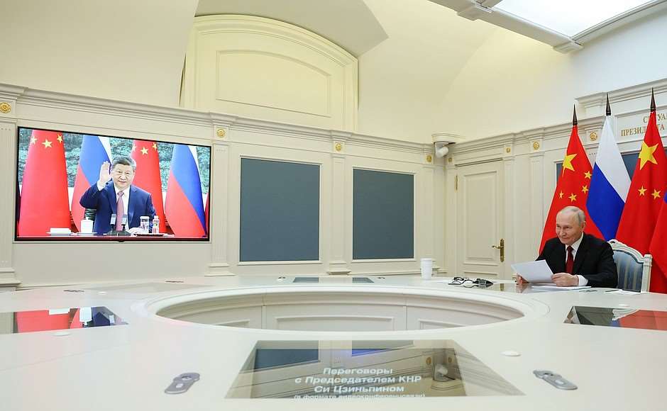 俄羅斯總統普丁(Vladimir Putin)4日與中國國家主席習近平視訊通話。(圖：克宮)