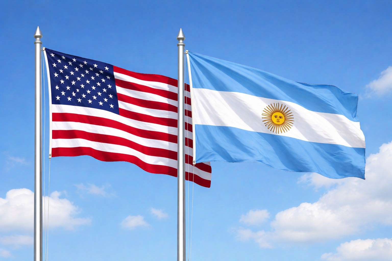 美國與阿根廷國旗。示意圖。(AI生成圖)