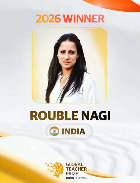 2026「全球教師獎」(Global Teacher Prize)由印度教師兼社會運動人士納吉(Rouble Nagi)獲得殊榮，她致力於教育，以在貧民窟牆面繪製壁畫、並在印度各地創辦數百所學習中心而聞名。 (翻攝自IG@teacherprize)