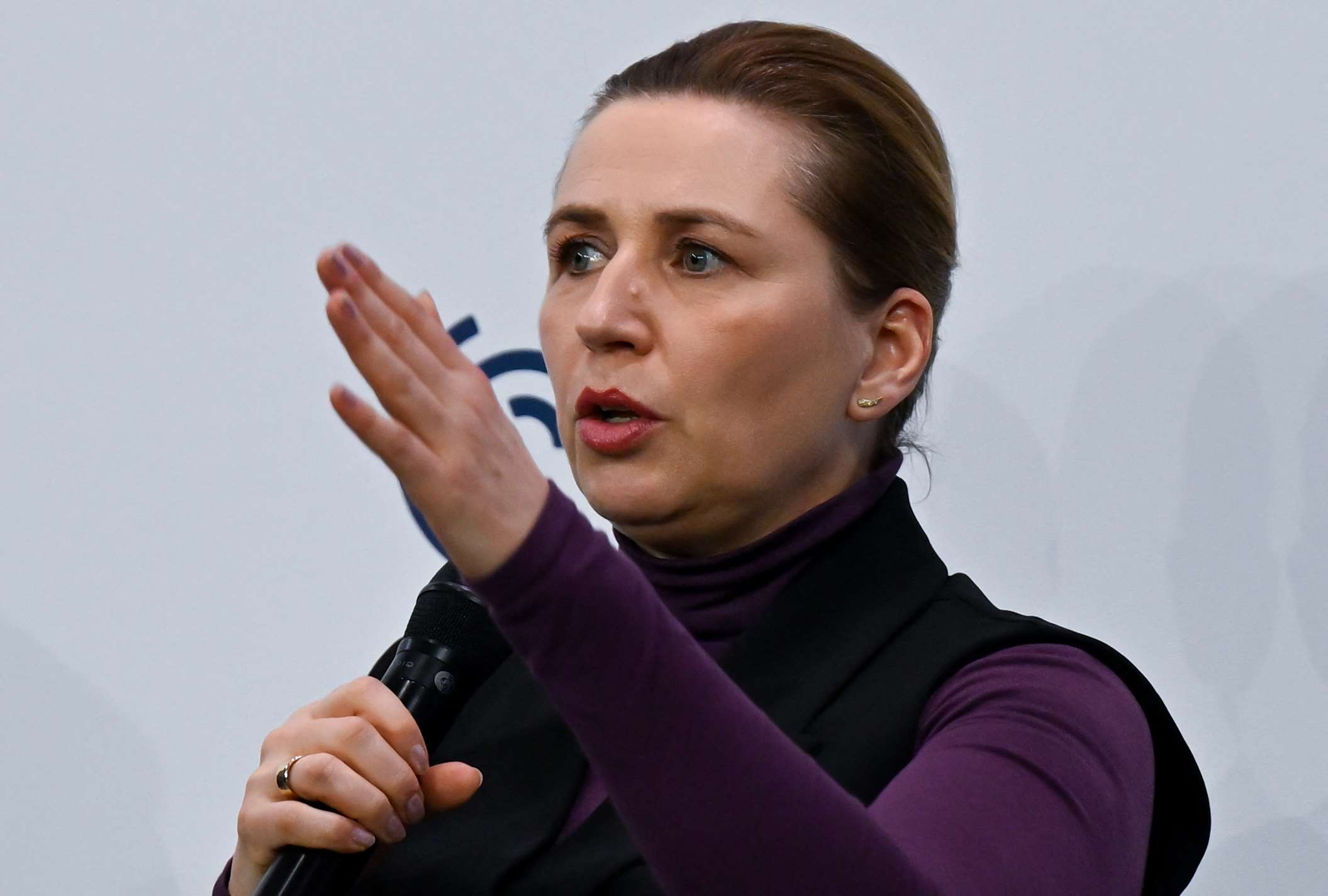 丹麥總理佛瑞德里克森（Mette Frederiksen）在慕尼黑安全會議發表演說。