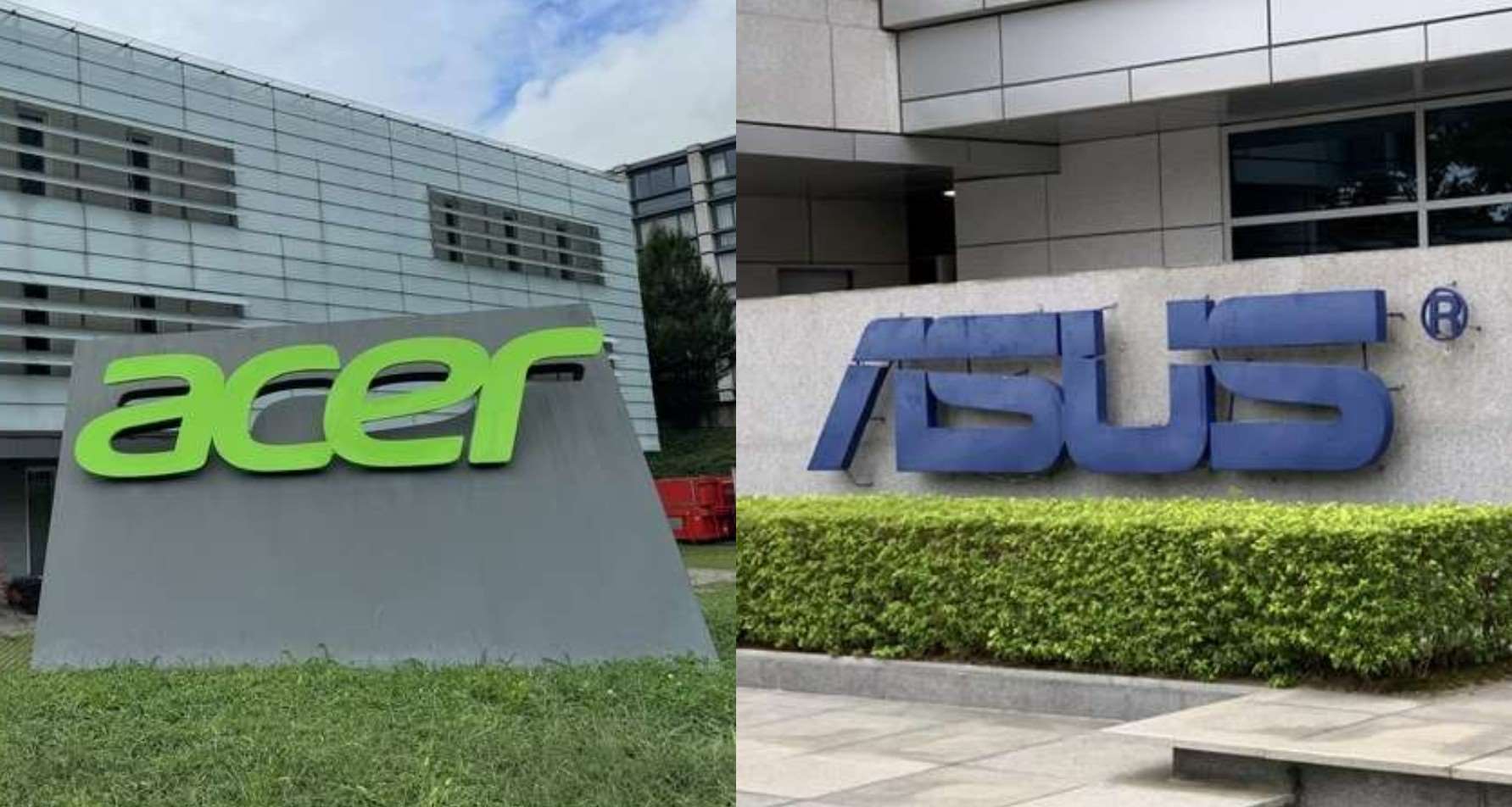 PC大廠宏碁(左)與華碩(右)因與諾基亞(Nokia)針對高效率影像編碼(HEVC)專利發生糾紛，遭德國法院暫時禁止在德國銷售部分個人電腦(PC)產品。(圖:中央社/資料照片)
