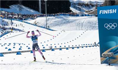 我國越野滑雪新星李杰翰在米蘭冬季奧運會越野滑雪男子10公里自由滑比賽中，以28分39秒03順利完賽。(AFP)