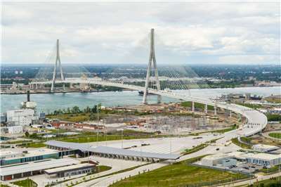 預計今年稍晚通車的侯艾國際大橋(Gordie Howe International Bridge)。 (圖:FB/GordieHoweBridge)