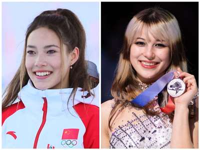 自由式滑雪選手谷愛凌(左)與花式滑冰選手劉美賢(右）。(圖：維基百科)