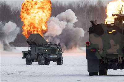 波蘭軍備集團進行無人武器系統公開測試，圖為無人佈雷車。