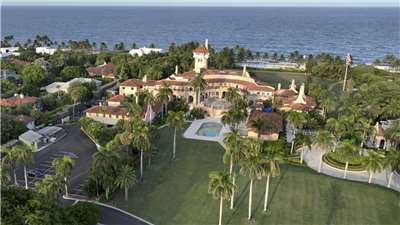 美國總統川普(Donald Trump)位於佛羅里達州棕櫚灘海湖莊園(Mar-a-Lago)鳥瞰圖。