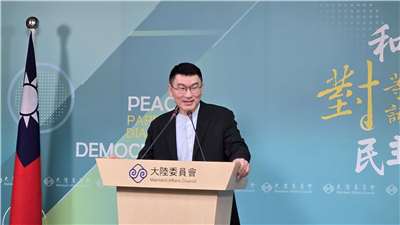 陸委會副主委梁文傑26日主持陸委會例行記者會。(陳國維 攝)