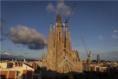 西班牙巴塞隆納地標建築聖家堂(Sagrada Familia)。攝於2025年11月17日。