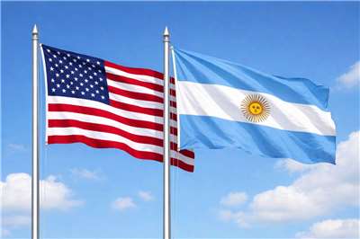 美國與阿根廷國旗。示意圖。(AI生成圖)