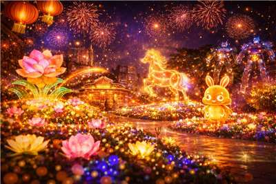萬盞花燈點亮夜空，光影流動如夢。走進其中，瞬間被溫柔與驚喜包圍。